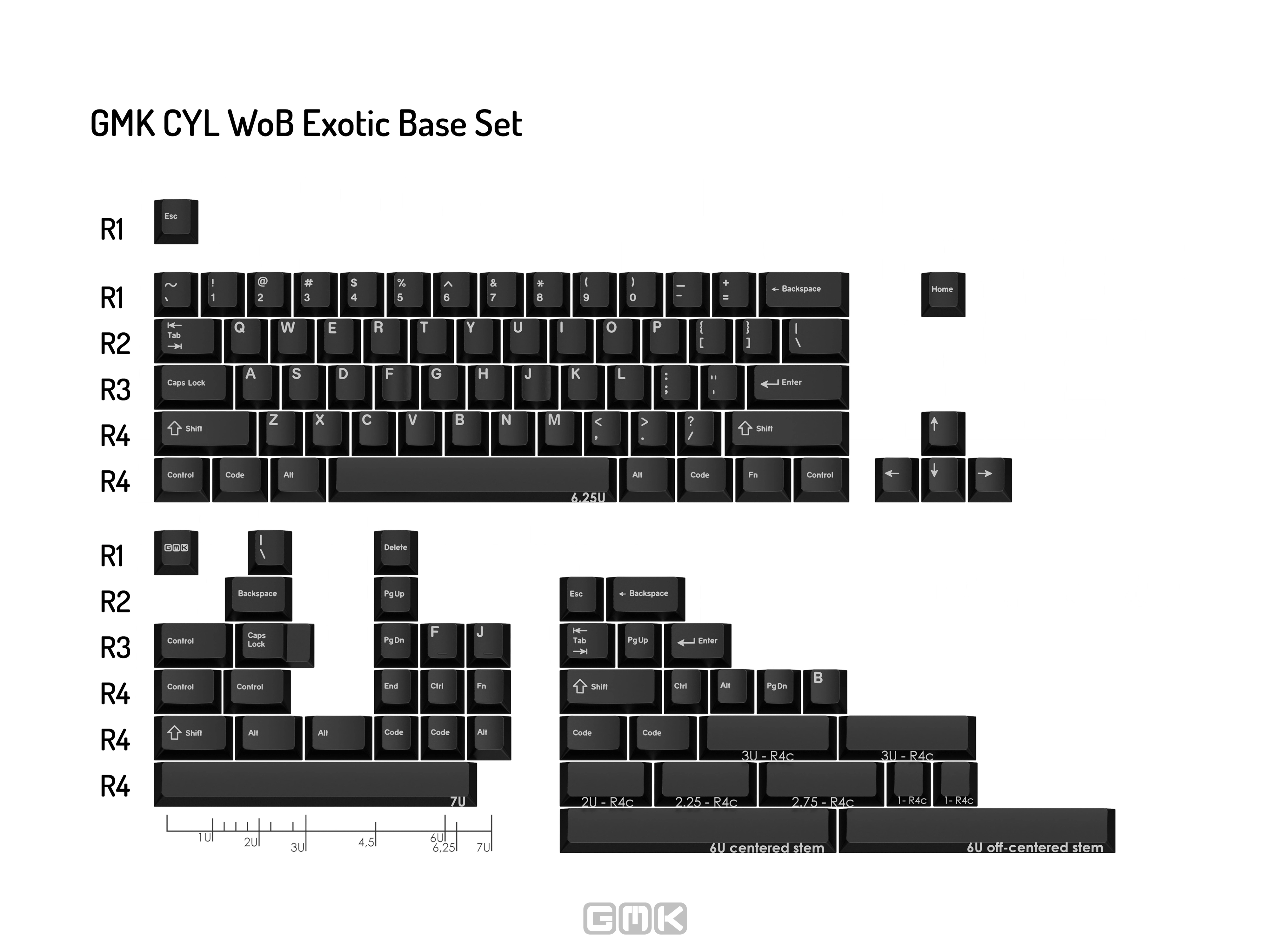 GMK CYL WoB | Classic White on Black Keycap Set